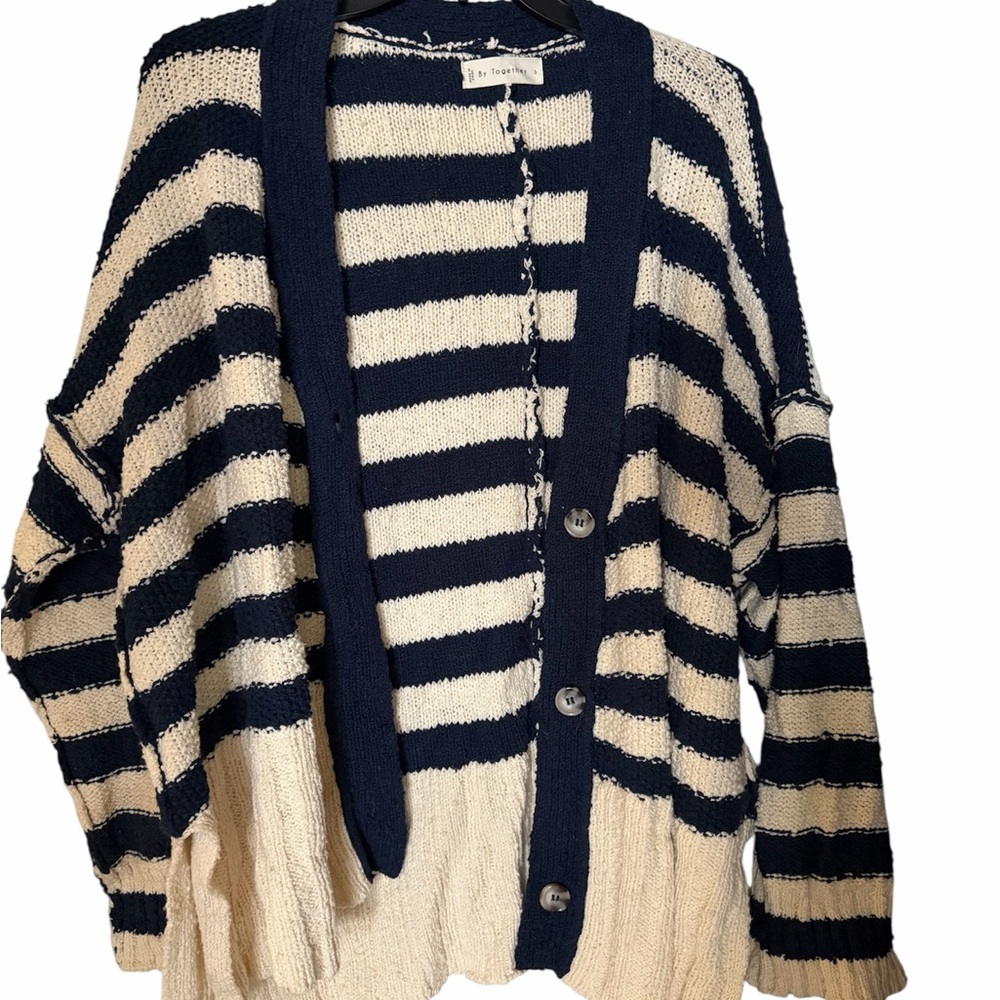 Striped Navy and Cream Beach sweater